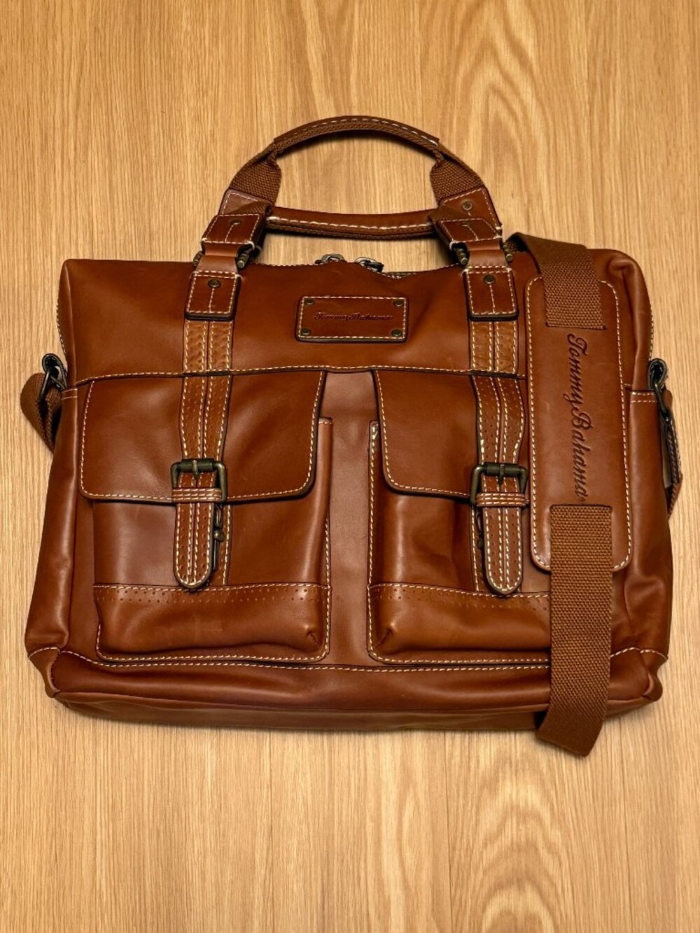 Tommy Bahama Premium Leather Laptop Messenger Bag